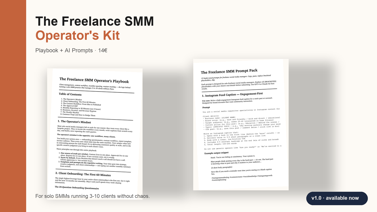 The Freelance SMM Operator's Kit — playbook + AI prompts